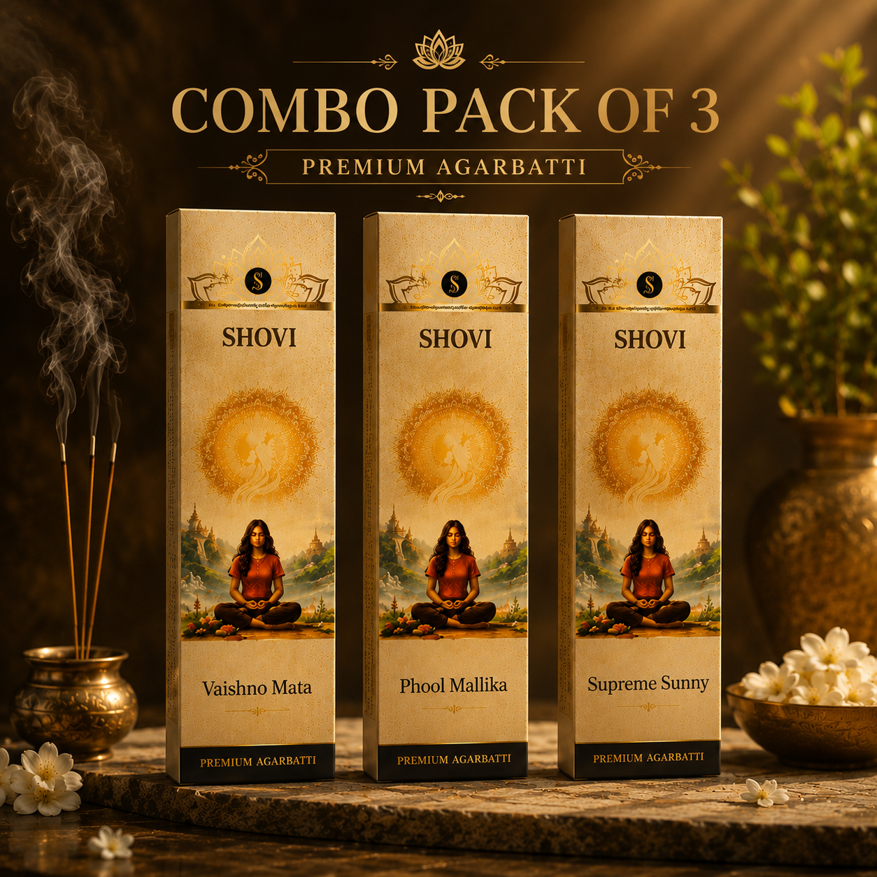 SHOVI Combo Pack of 3 Premium Agarbati