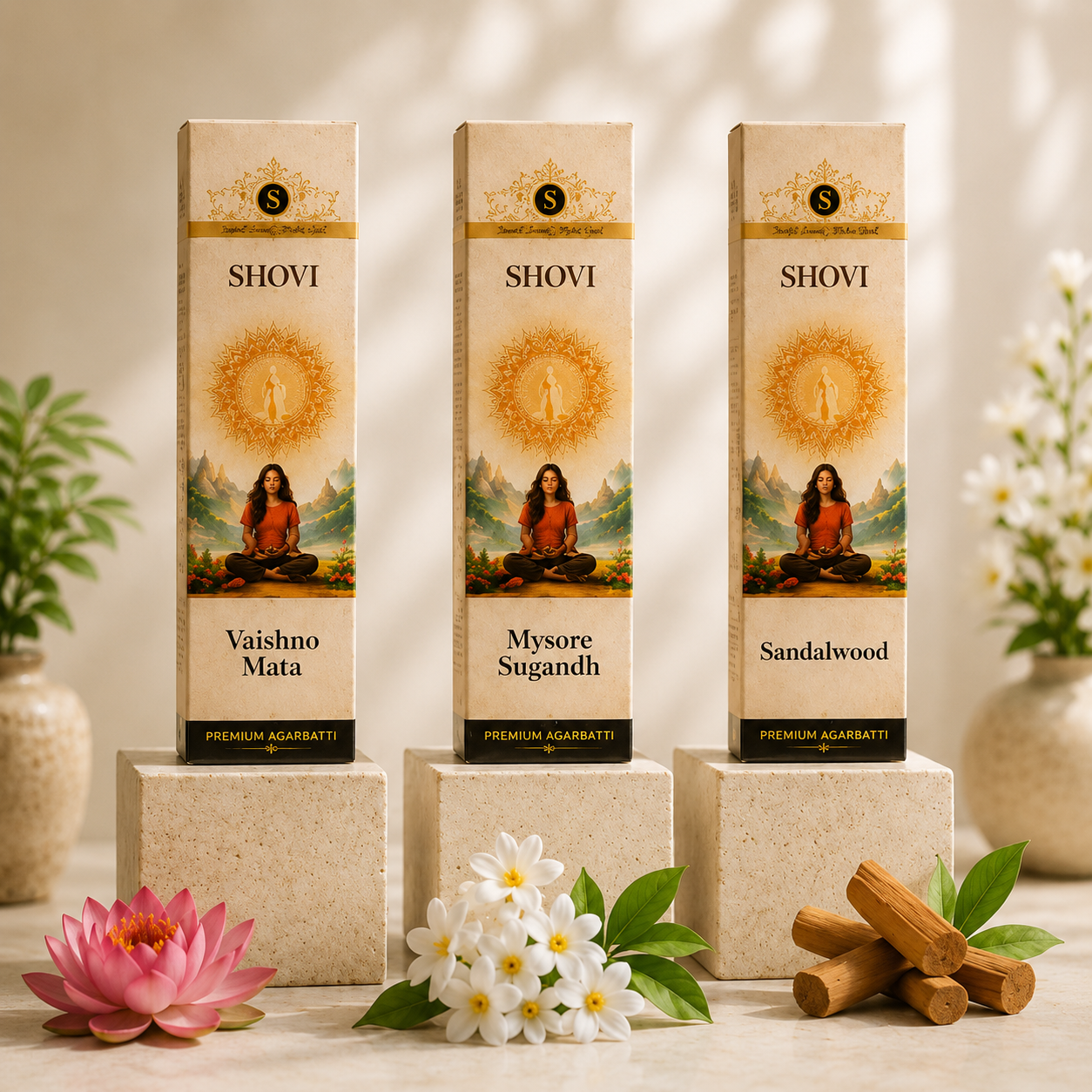 SHOVI Combo Pack of 3 Premium Agarbati