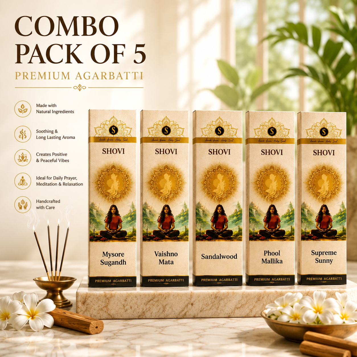 Combo Pack of 5 Incense Sticks | Assorted Packs